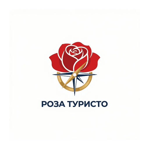 Логотип Роза Туристо — красная роза с компасом